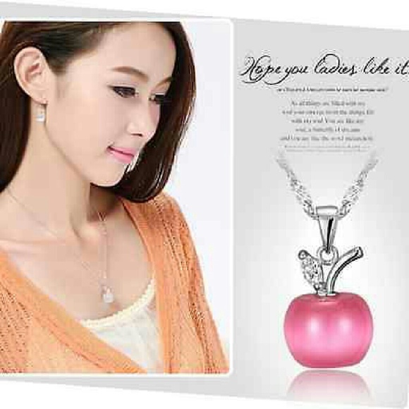 Opal Cat Eye 925 Sterling Silver Apple Pendant - Picture 2 of 4