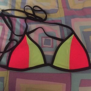 PINK two tone triangle bikini top