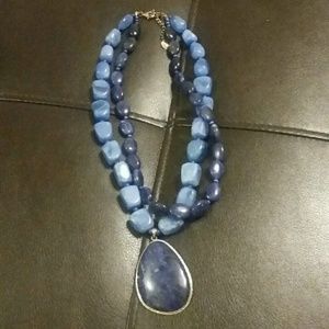 Double layer stone necklace