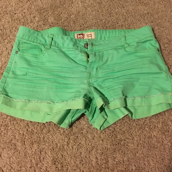 Lime green jean shorts
