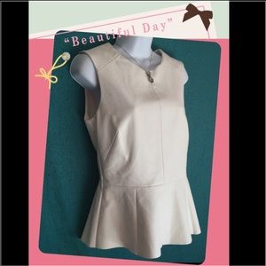 White Faux Leather Blouse