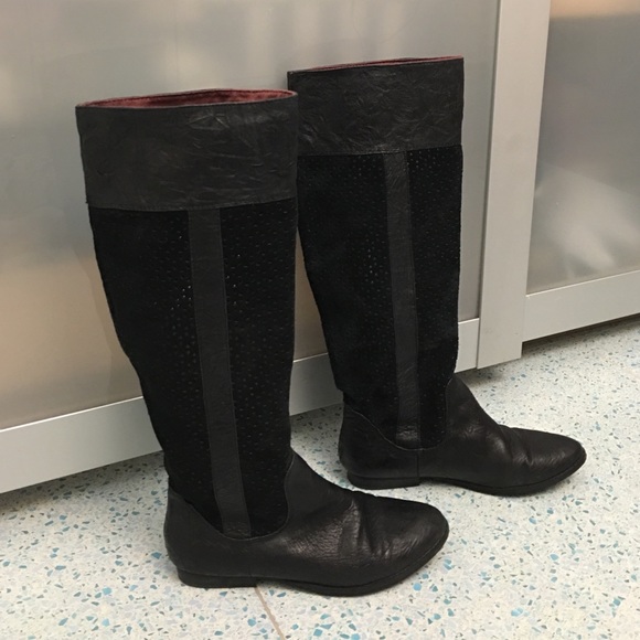 Y2K Black knee high boots - Picture 2 of 4