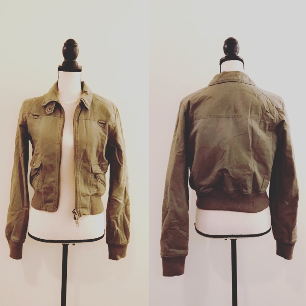 Olive Jacket w/minimal distressed look