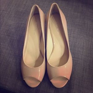 Nine West Nude Peep Toe Wedges
