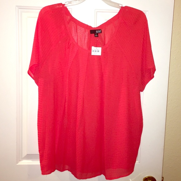 ANA from JCP Coral colored blouse