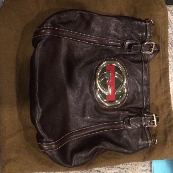 Gucci Dialux Britt Leather Convertible Satchel - Picture 1 of 1