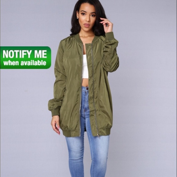 Long style bomber jacket - Olive