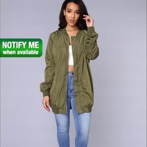 Long style bomber jacket - Olive