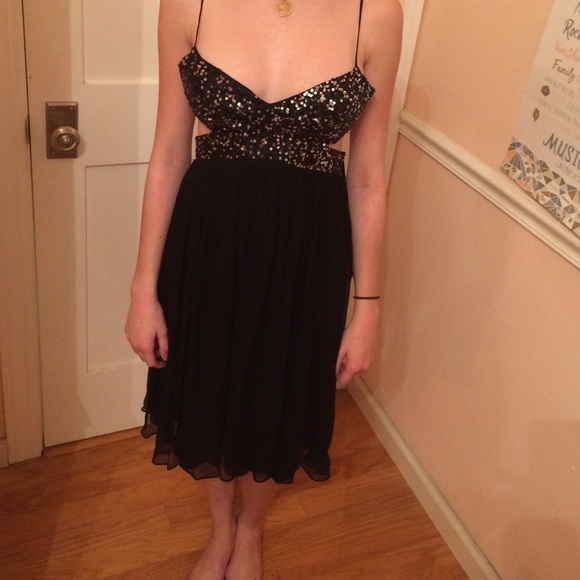 BCBG black sequin dress