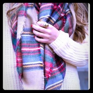 Plaid blanket scarf