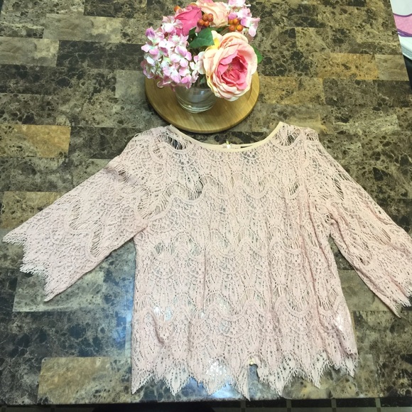 Salmon Pink Colored Lace Blouse by 2B BeBe!