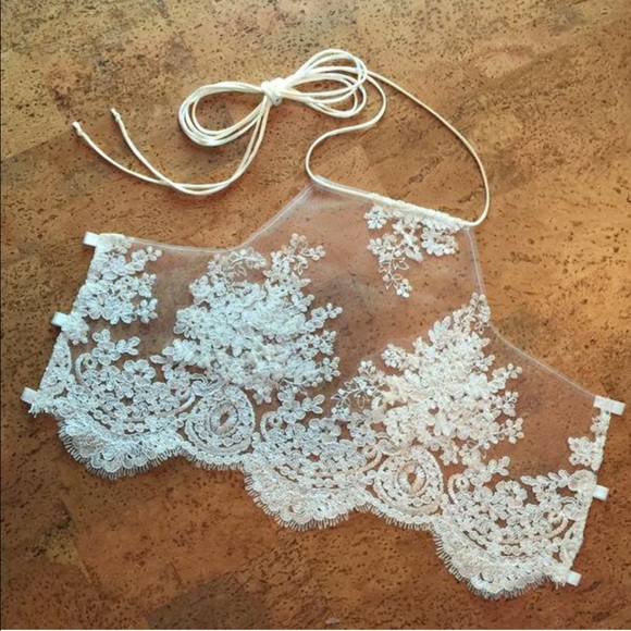 Handmade white lace crop top