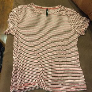 Red blue and white striped t shirt