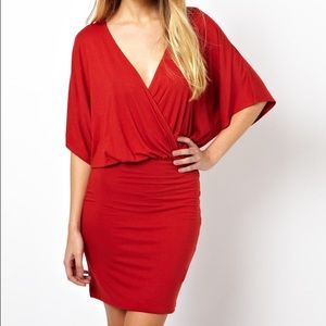 ASOS Red mini dress with Cross Front & Batwing
