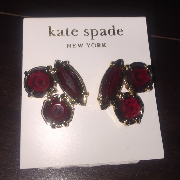 Kate Spade New York Garnet Gold earrings studs NEW