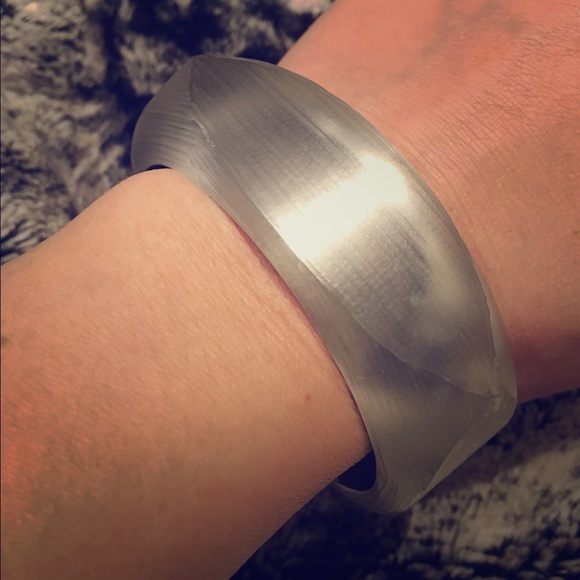 Alexis Bittar Wide Silver White Bangle