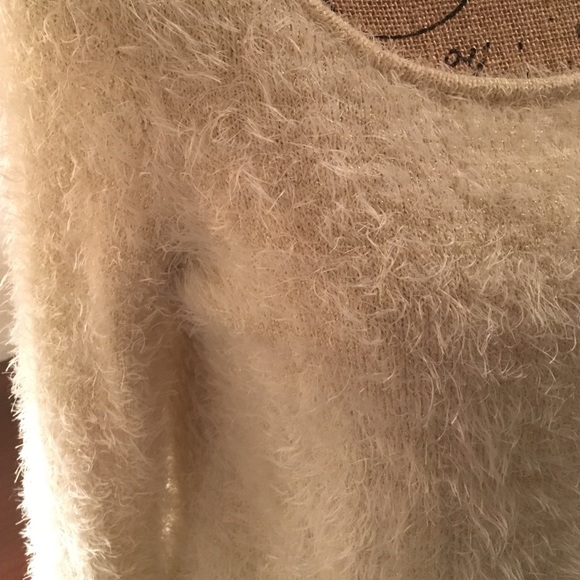 JLo, Cream Gold Elbow Patch Sweater - Picture 2 of 4