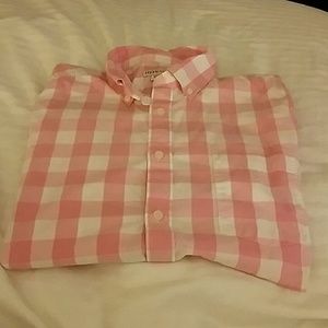 Mens Merona pink and white plaid slim fit ls