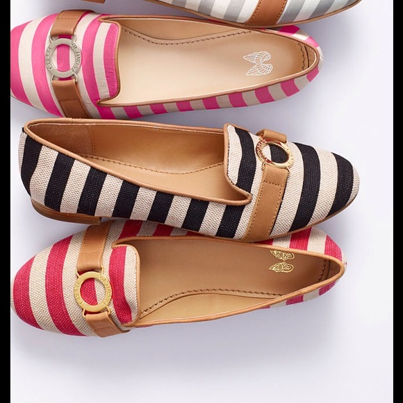 Victoria Secret canvas red stripped loafers