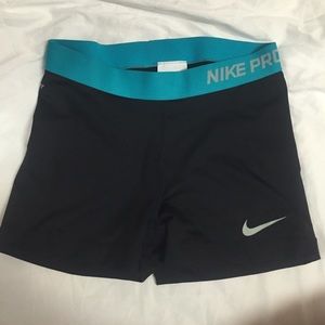 Nike pro spandex athletic short black blue