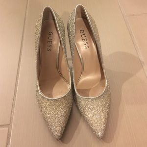 GUESS silver sparkly heels. Size 7.