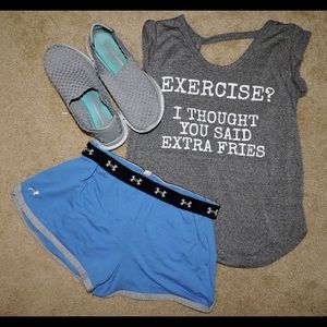 Under armour shorts & graphic tee