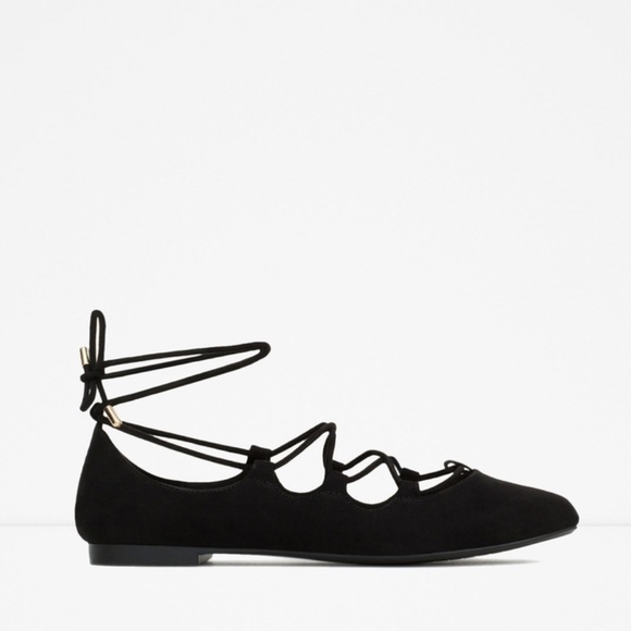 Zara Lace-Up Ballerina Flats