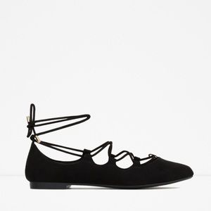 Zara Lace-Up Ballerina Flats
