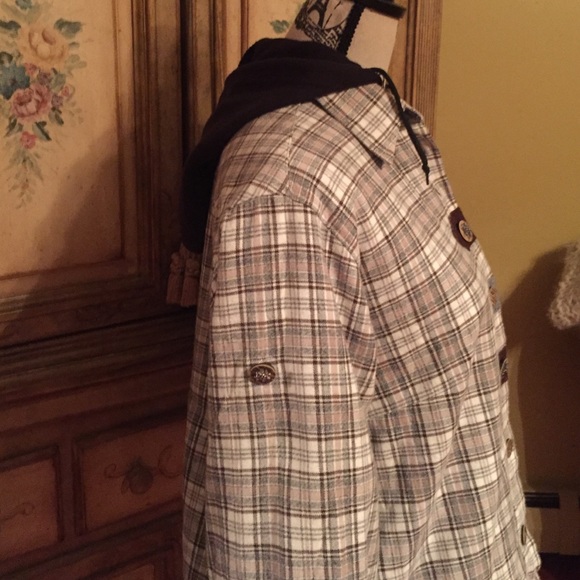 Fall Fun!! Soft Cozy Flannel Funky Buttons! Hood! - Picture 3 of 4