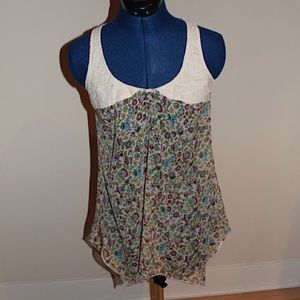 Beaded floral sheer blouse