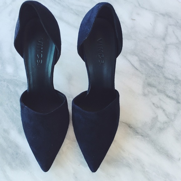 Vince Shoes - Vince Blue Suede Claire d’Orsay Heels