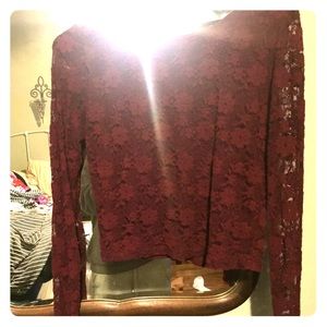 Maroon lace crop top
