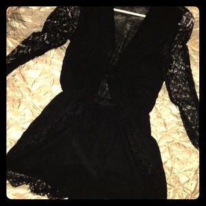 Black lace romper with cutout in front