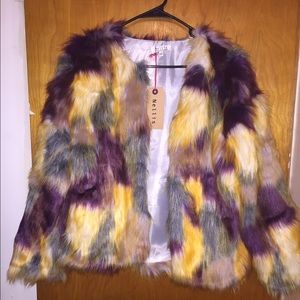 Plum Multi-Color Faux Fur