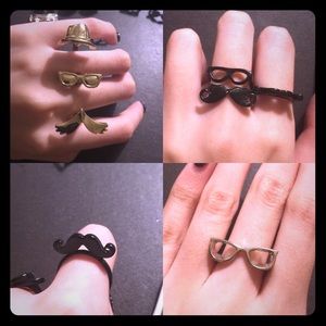 Eyeglasses&mustache ring set