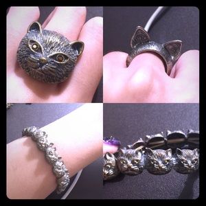 Cat ring&bracelet set