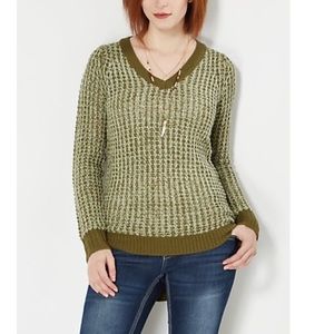 Poof! Sweaters - Green Vneck Waffle Knit Cozy Oversize Sweater ๐ Poof! Sweaters - Green Vneck Waffle Knit Cozy Oversize Sweater ๐