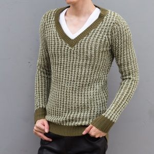 Poof! Sweaters - Green Vneck Waffle Knit Cozy Oversize Sweater ๐ Poof! Sweaters - Green Vneck Waffle Knit Cozy Oversize Sweater ๐