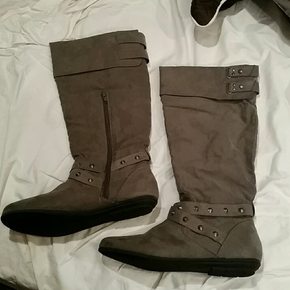 Suede studded boots