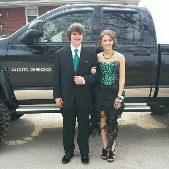 Size 0 Green and Black High-low Dress