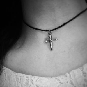 Beautiful Nailed Cross Choker Necklace