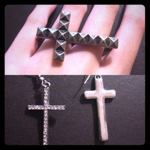 Cross ring&earring set