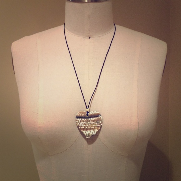 Heart of natural shell Necklace on cord