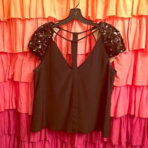 BCBG black sequined top MEDIUM *NWT*
