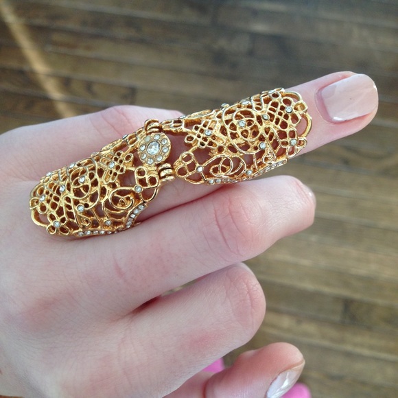 Gold full finger ring
