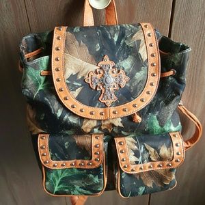 Camo bling backpack & wallet