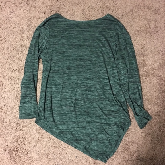 Dark green marble asymmetrical top.