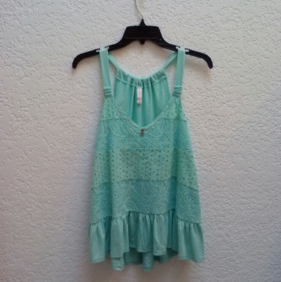 Xhilaration Tops - *HP!* Xhilaration Teal Flowy Eyelet Tank