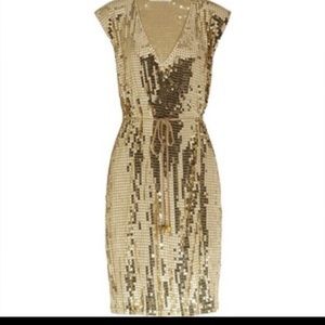 Michael Kors Gold Sequence Wrap Dress