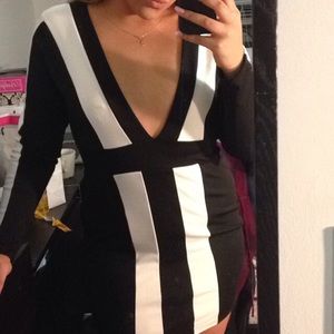 Boohoo plus deep v dress